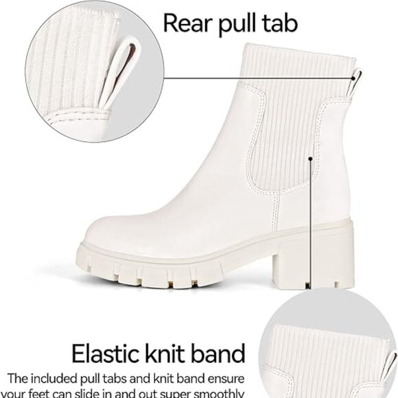 Women's Chelsea Ankle Boots Booties (White) - Picture 2 of 8